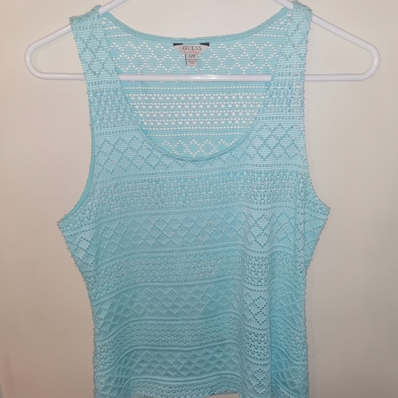 GUESS Blue tank top crochet XS - Picture 1 of 10